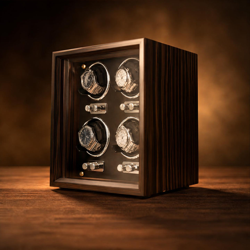 Remontoir bois marron 4 montres LED - L'Amiral IV - Maison Delcombe - vue 4