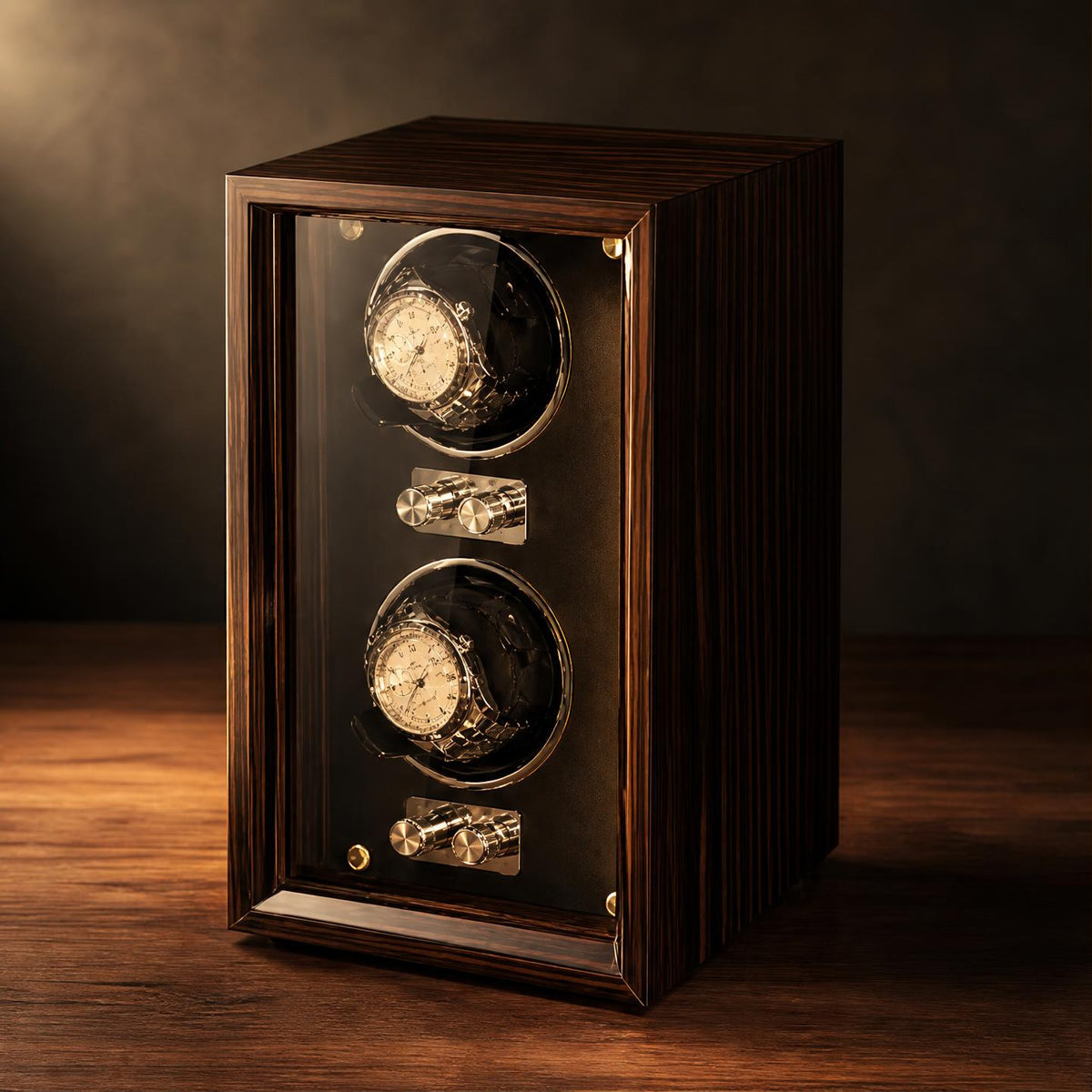 Remontoir bois marron 2 montres LED - L'Amiral II - Maison Delcombe - vue 1