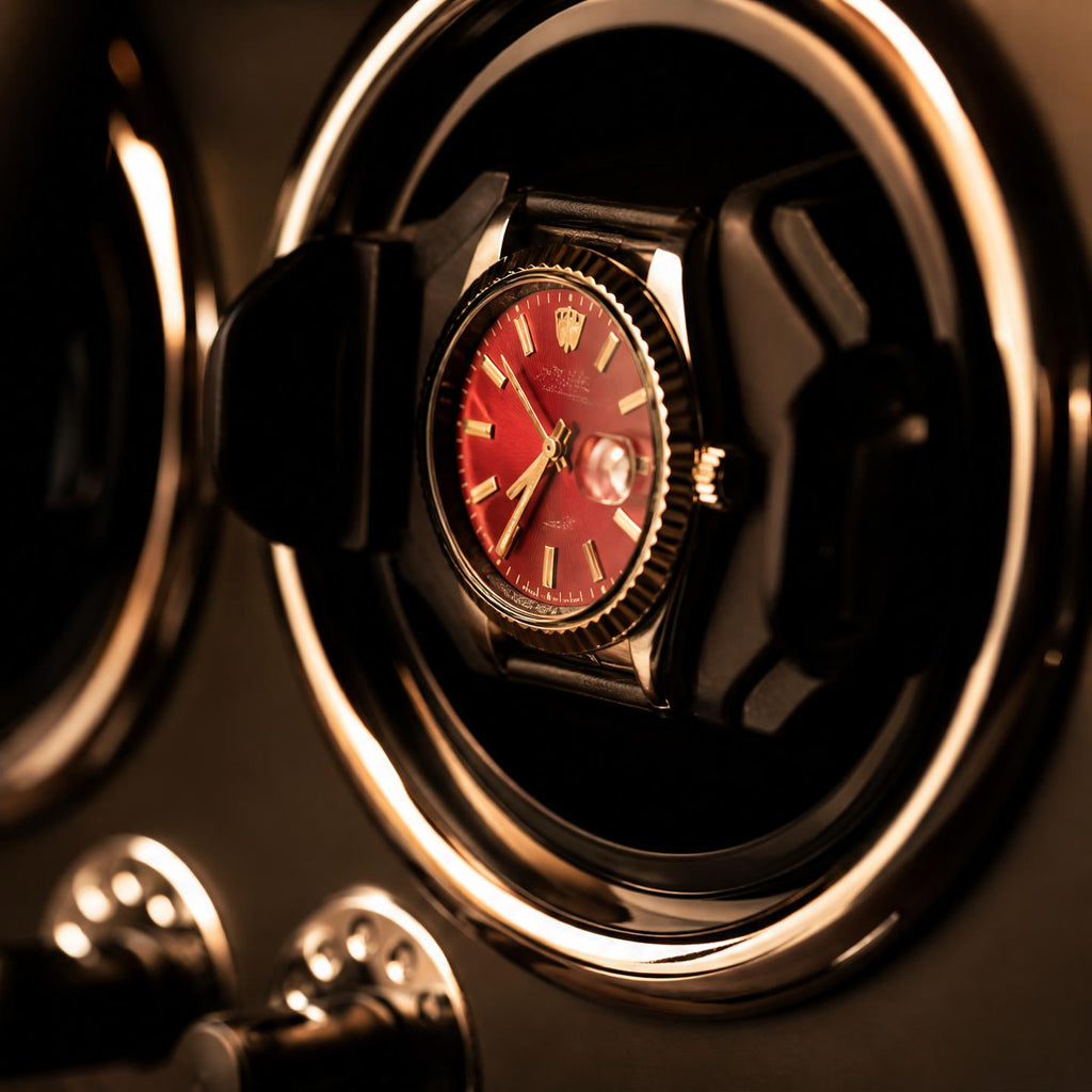Remontoir bois cuir gris 2 montres - Le Régent II - Maison Delcombe - vue 2