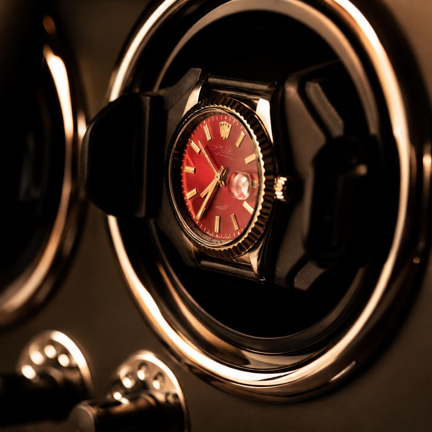 Remontoir bois cuir gris 2 montres - Le Régent II - Maison Delcombe - vue 2 Image