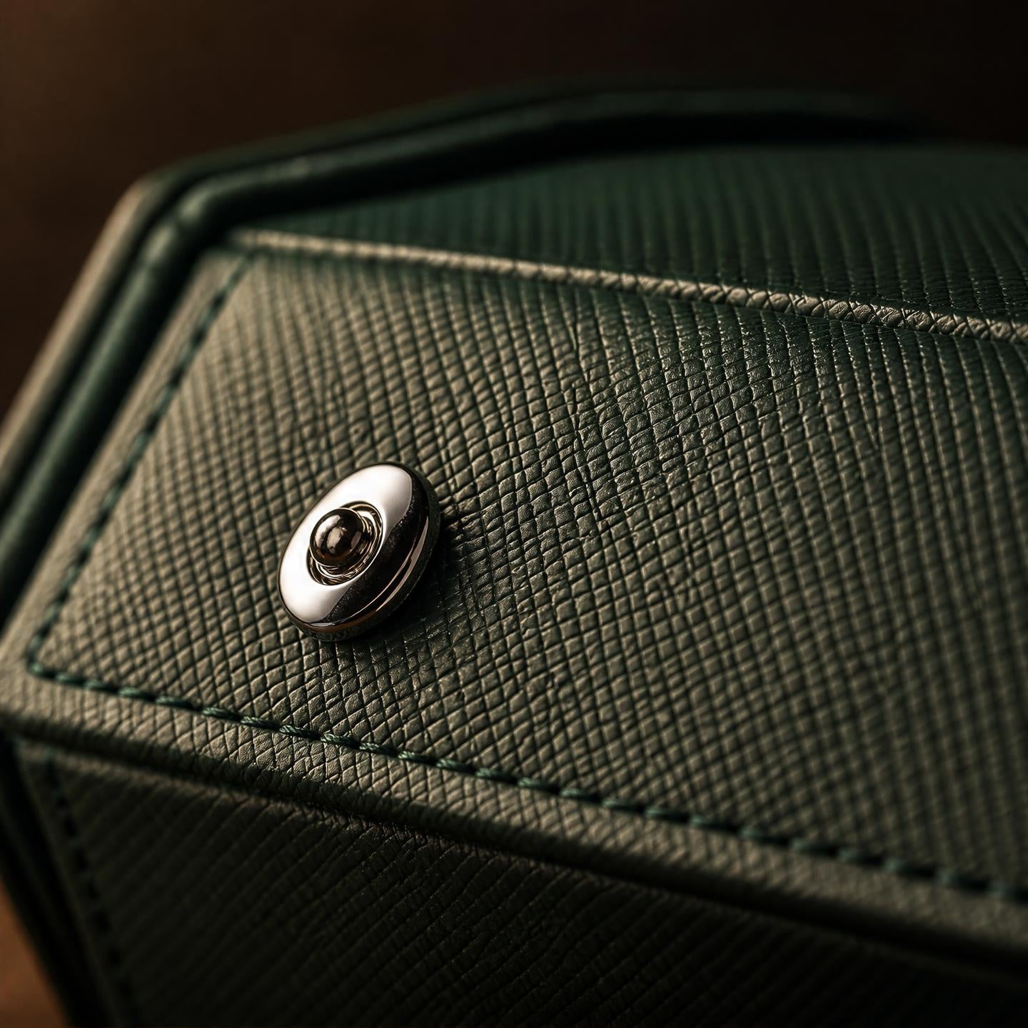 Étui de voyage cuir vert 2 montres - Forêt Impériale II - Maison Delcombe - vue 2 Image