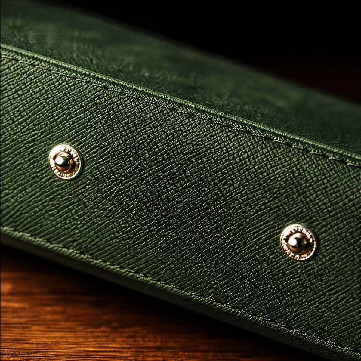 Étui de voyage cuir vert 3 montres - Forêt Impériale III - Maison Delcombe - vue 3