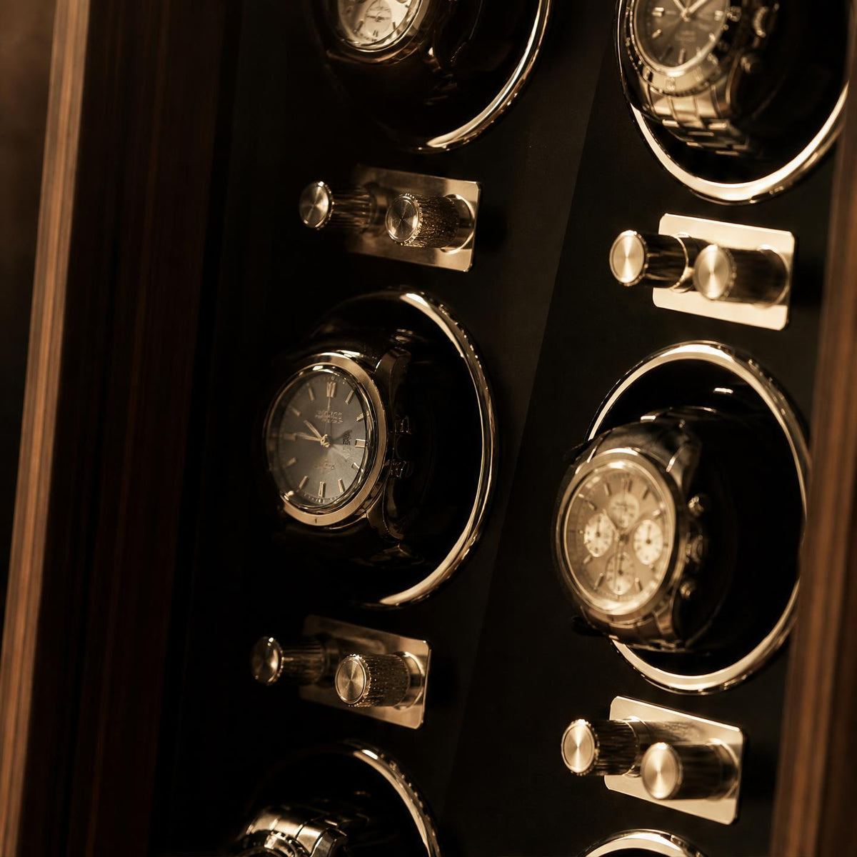 Remontoir bois marron 6 montres LED - L'Amiral VI - Maison Delcombe - vue 2