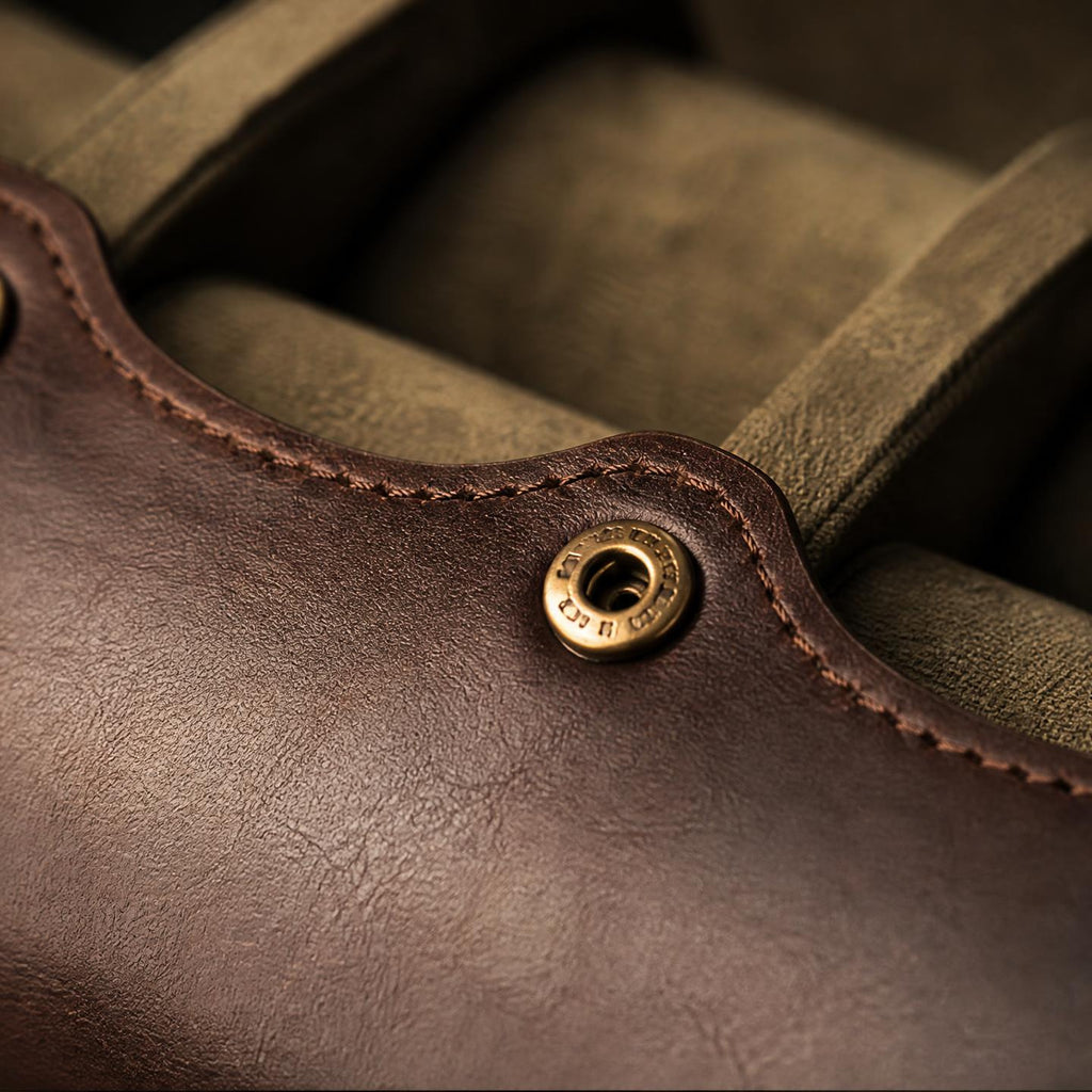 Étui de voyage cuir cognac 6 montres - Le Voyageur Intemporel VI - Maison Delcombe - vue 2