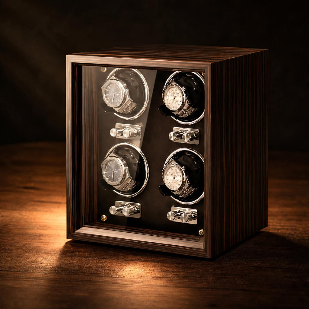 Remontoir bois marron 4 montres LED - L'Amiral IV - Maison Delcombe - vue 1