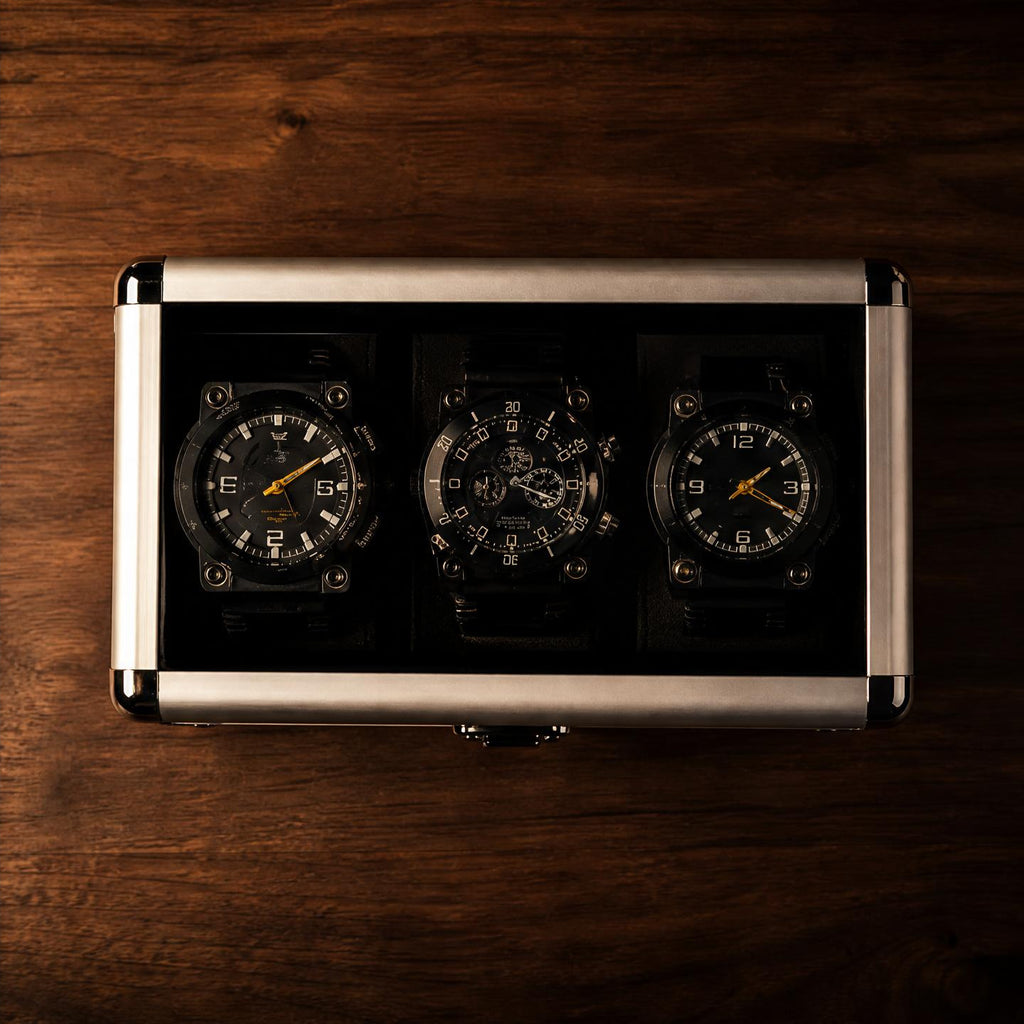 Boîte à montre aluminium valise 3 montres - Le Sextant III - Maison Delcombe - vue 4