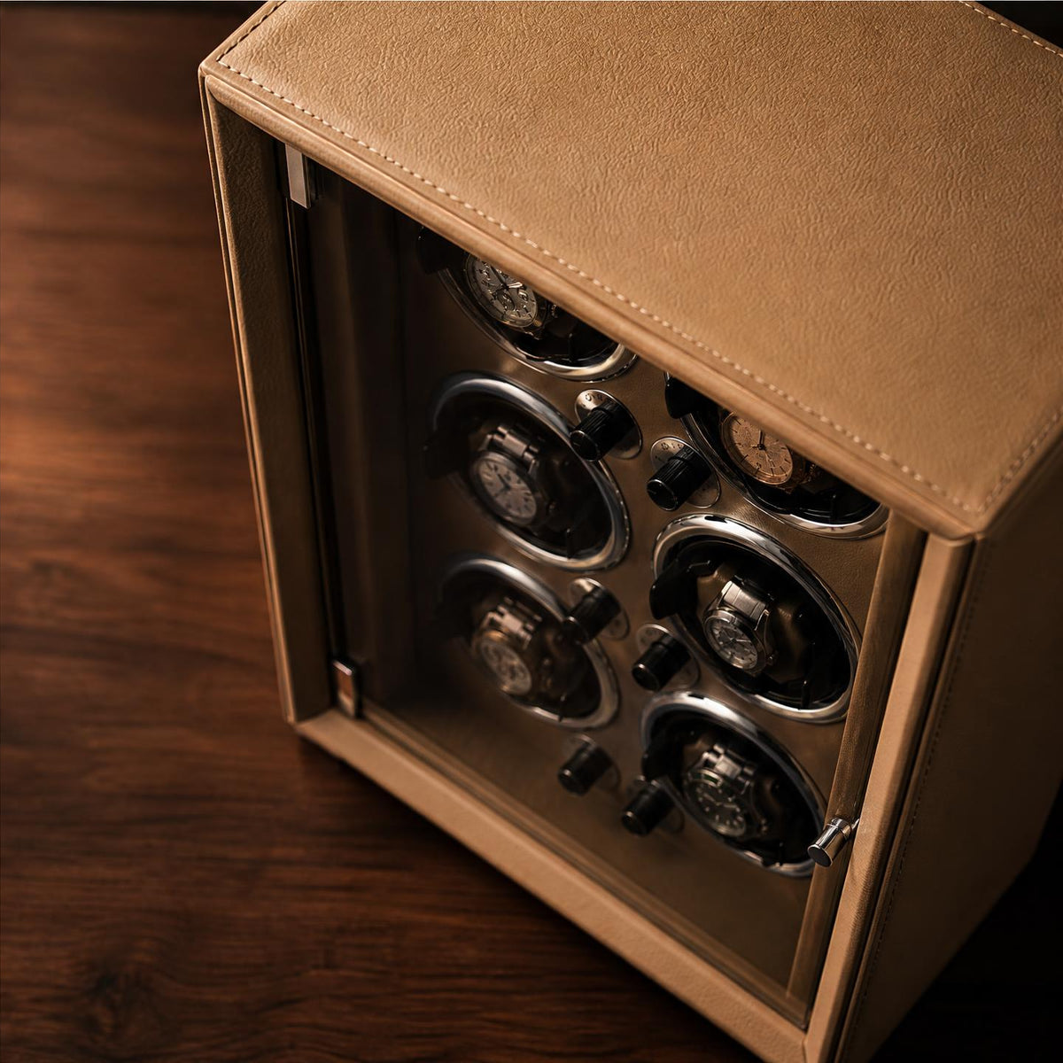 Remontoir bois cuir beige 6 montres - Le Régent VI - Maison Delcombe - vue 4