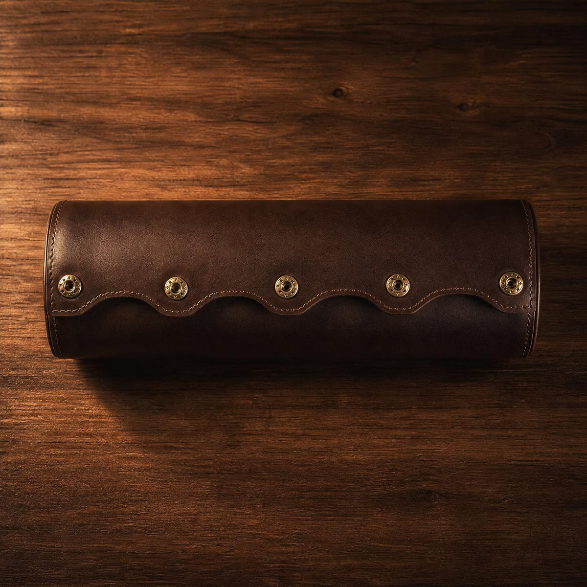 Étui de voyage cuir cognac 4 montres - Le Voyageur Intemporel IV - Maison Delcombe - vue 3 Image