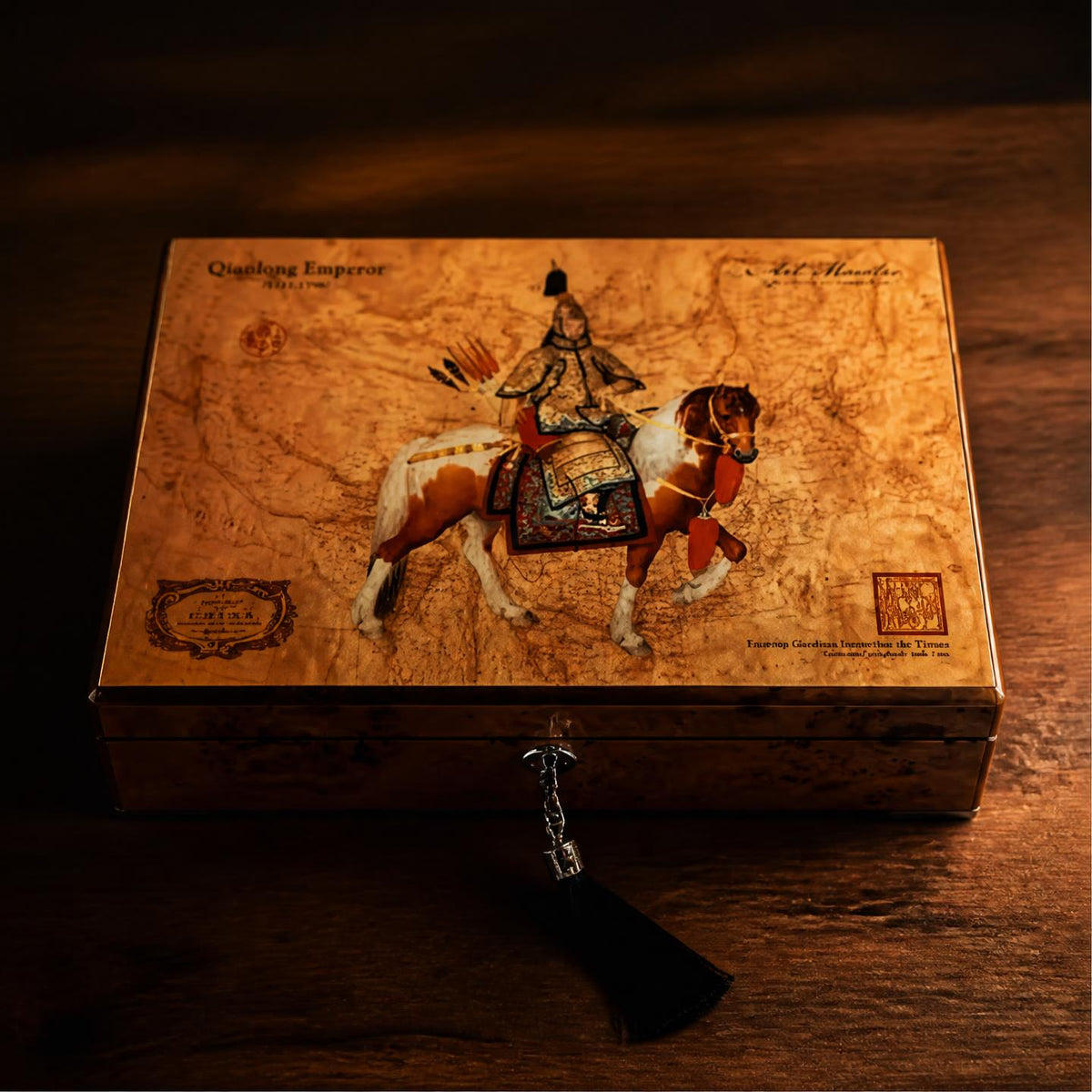 Boîte à montre bois panneau empereur Qianlong 12 montres - Maison Delcombe - vue 1