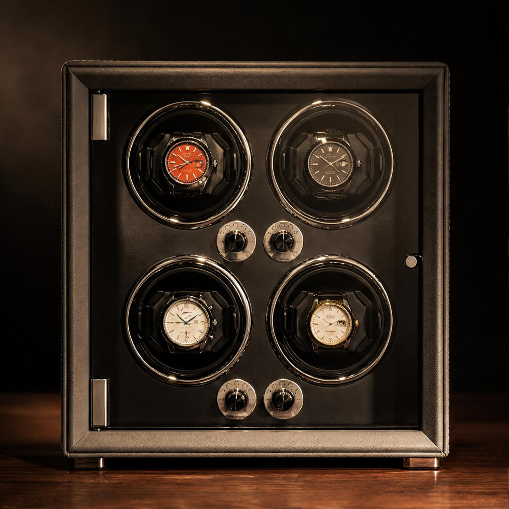 Remontoir bois cuir gris 4 montres - Le Régent IV - Maison Delcombe - vue 4