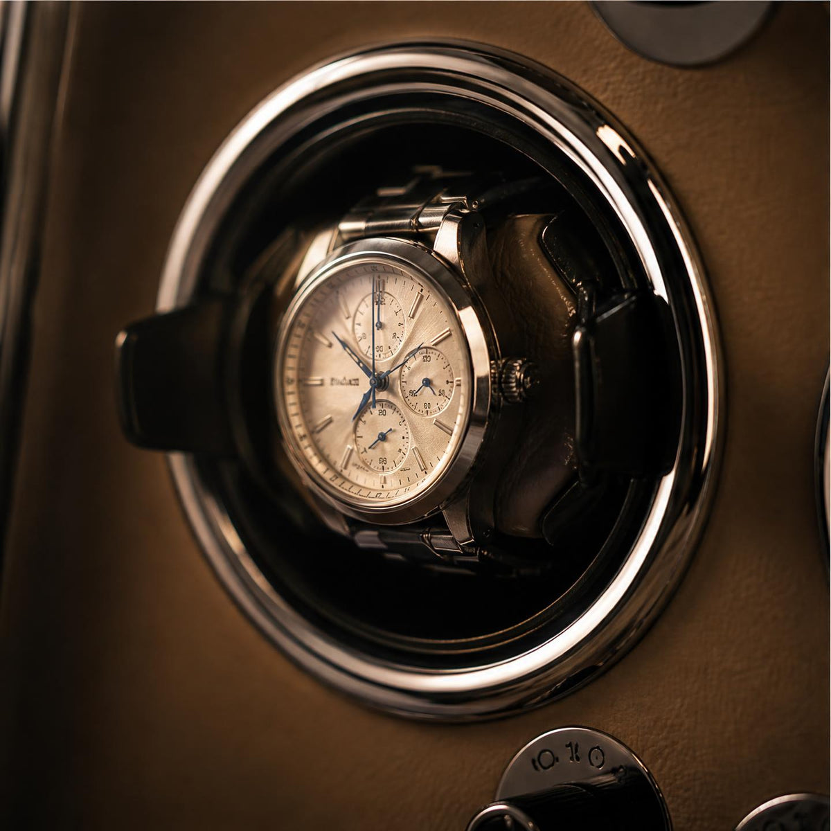 Remontoir bois cuir beige 6 montres - Le Régent VI - Maison Delcombe - vue 2
