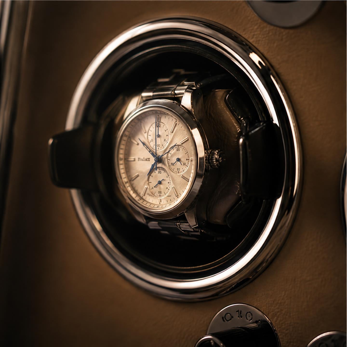 Remontoir bois cuir beige 6 montres - Le Régent VI - Maison Delcombe - vue 2 Image