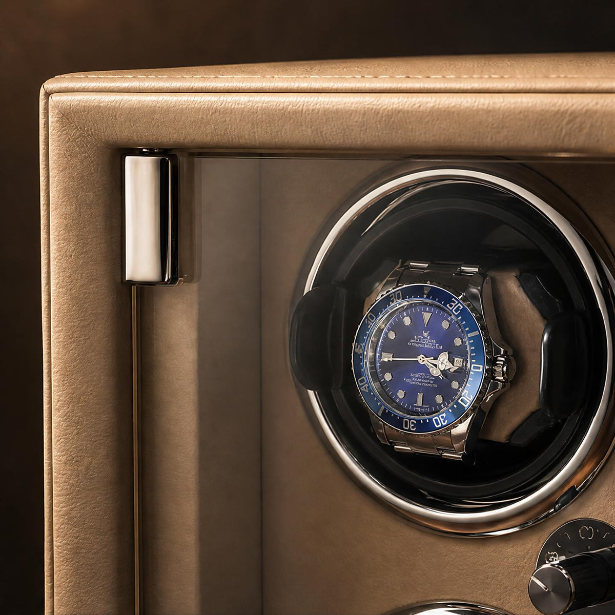 Remontoir bois cuir beige 4 montres - Le Régent IV - Maison Delcombe - vue 2